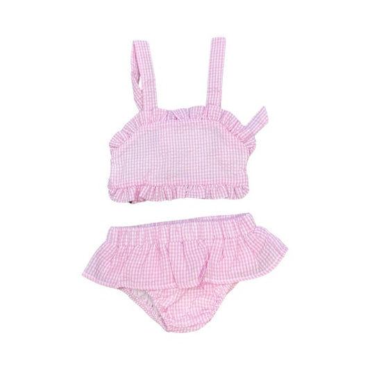 pink gingham two piece swimsuit