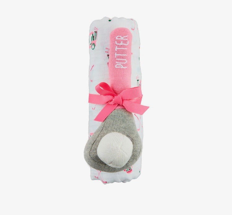 Golf Swaddle and Rattle Set