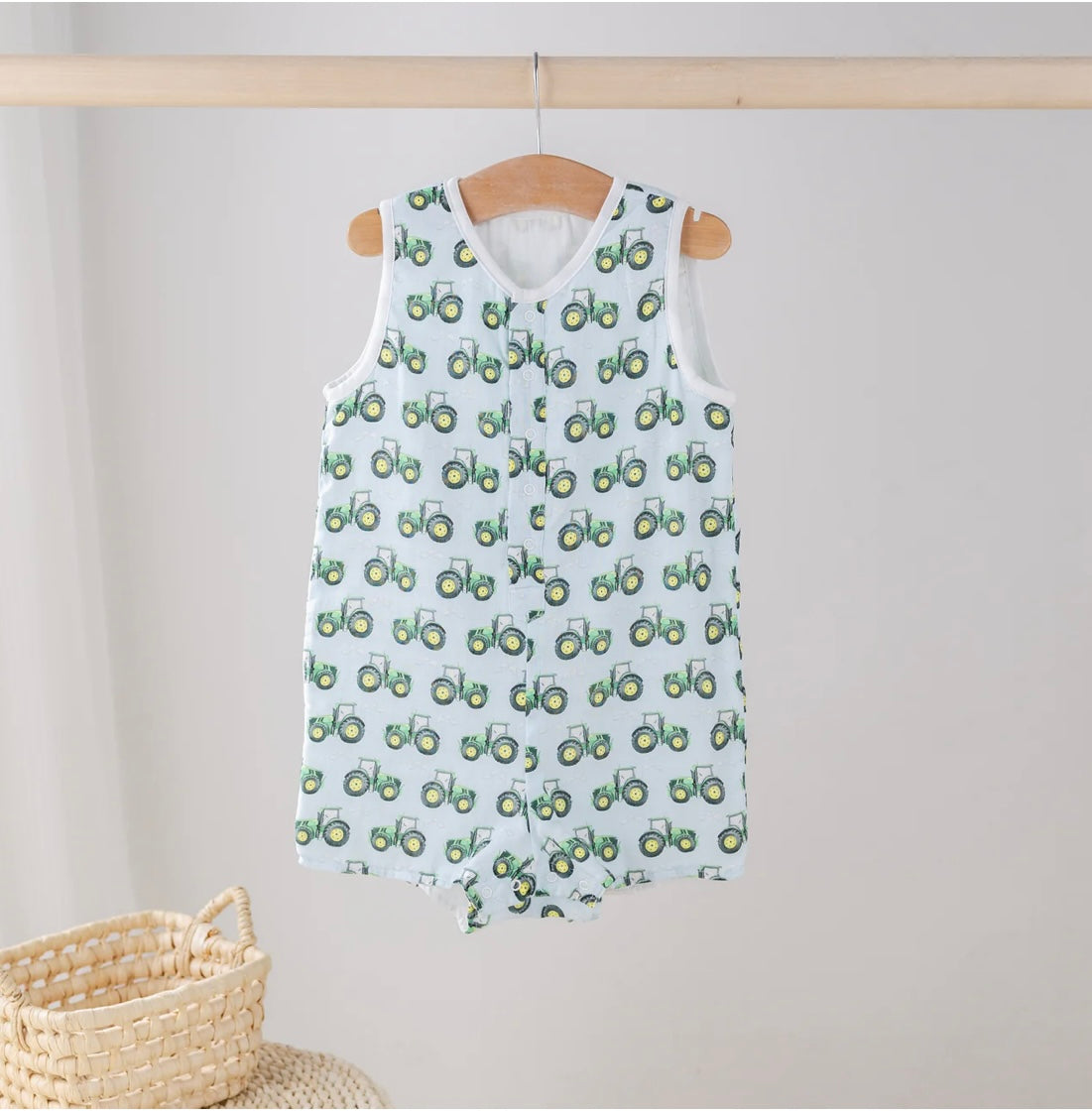 Toot, Toot, Tractor Organic Muslin Shortall