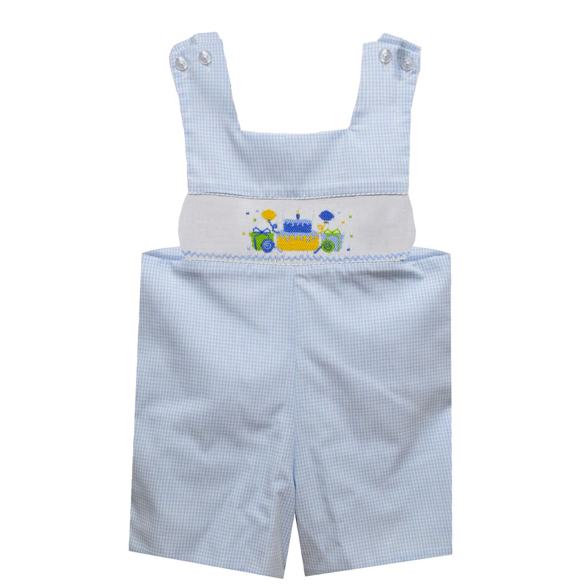 Smocked Birthday Gingham Shortall