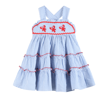 Blue Gingham Crawfish Layered Sundress