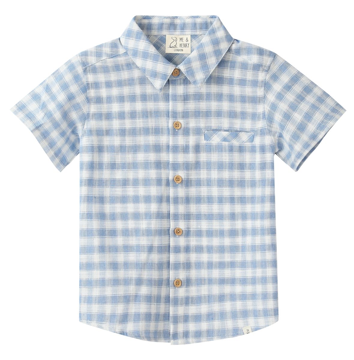 Blue White Plaid Woven Shirt