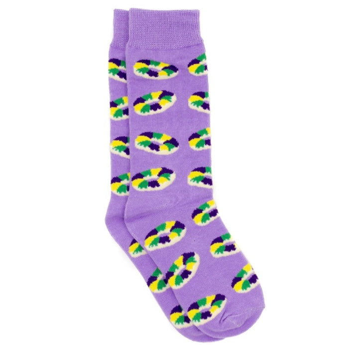 King cake purple lucky duck socks