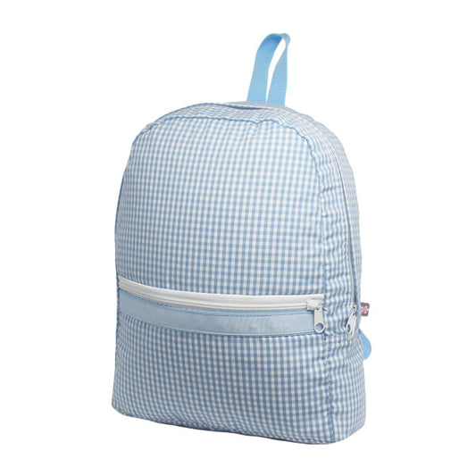 Baby blue gingham medium backpack