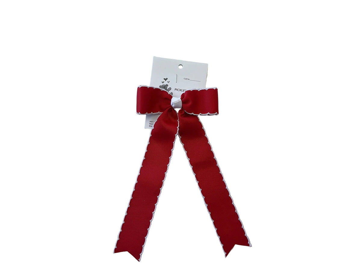 Red moonstitch Double Tail bow