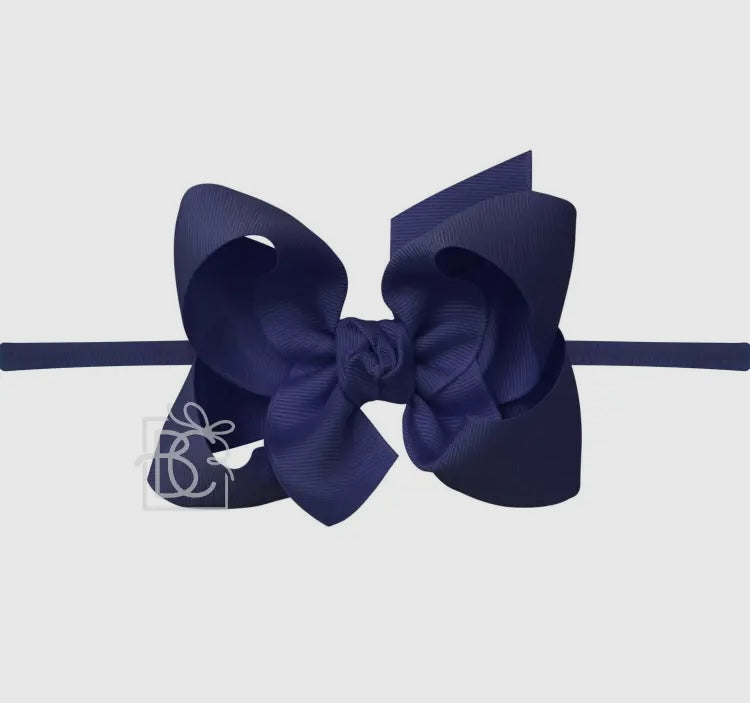 Navy Headband with Grosgrain Bow