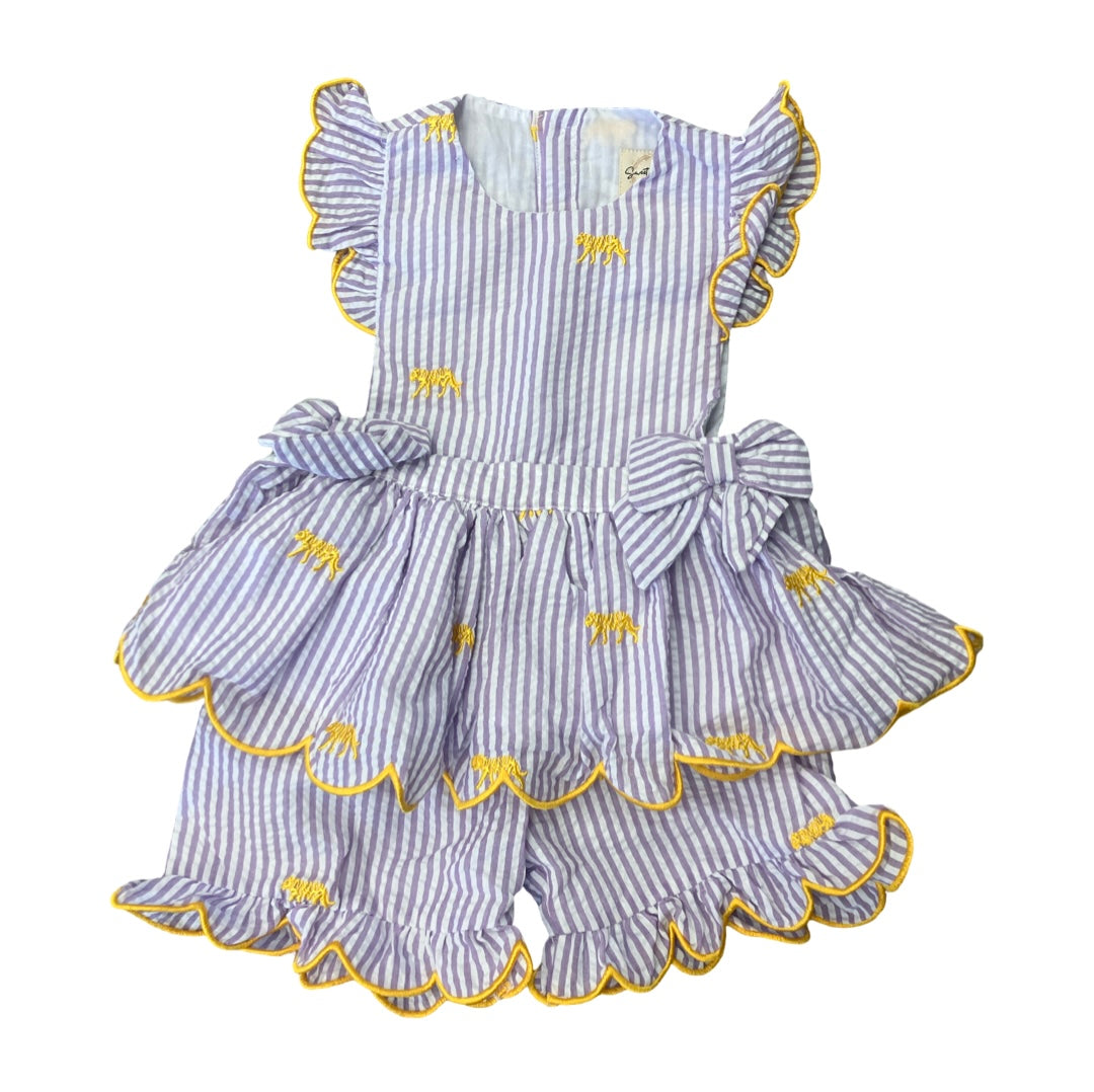Seersucker Tiger Bubble and Short Set