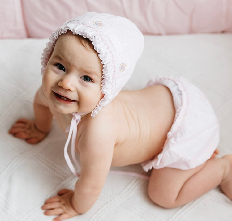 Secret Garden Pink Smocked Bonnet