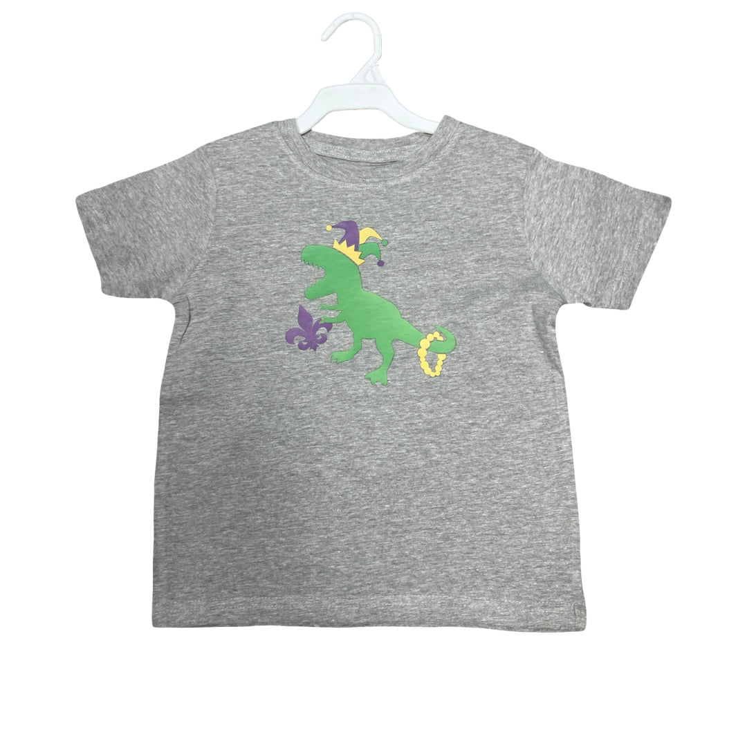 Dark Grey Mardi Gras Dino Shirt