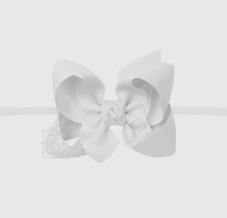 White Headband with Grosgrain Bow
