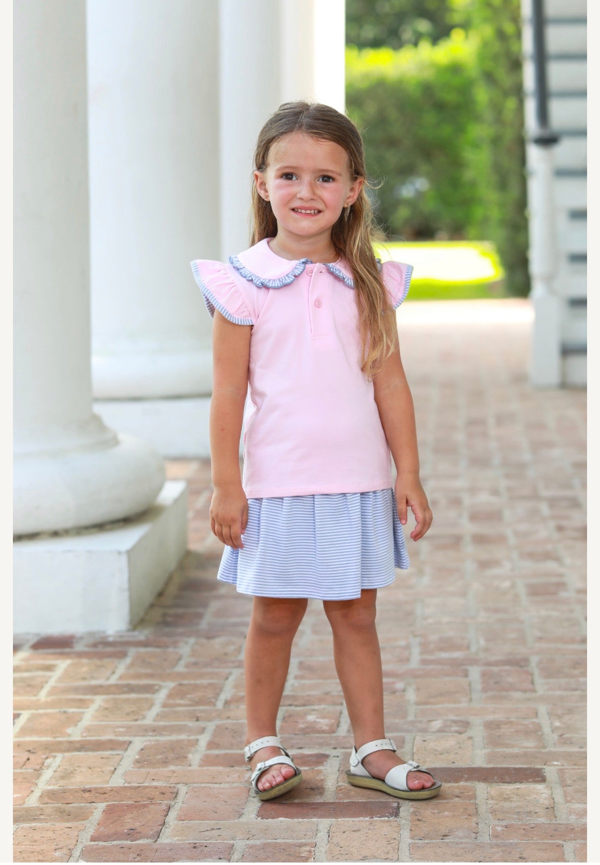 Camilla Light Pink/Dusty Blue Stripe Skort Set