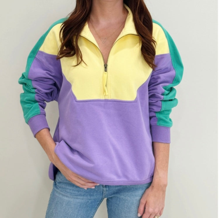 Pastel Mardi Gras 1/4 Zip Sweatshirt Kids and Ladies