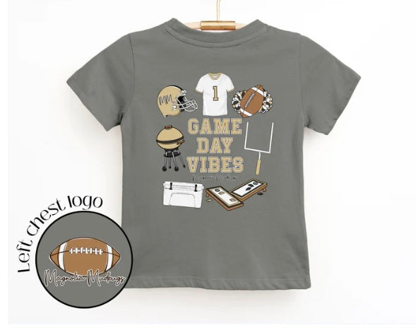 Game Day Vibes Black and Gold Football Shirt