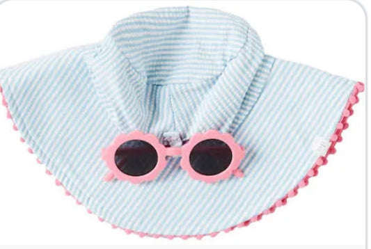 Blue and Pink Swim Hat and Glasses Set