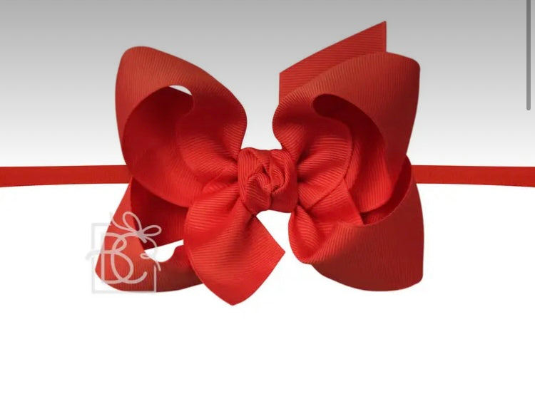 Red Headband with Grossgrain Bow