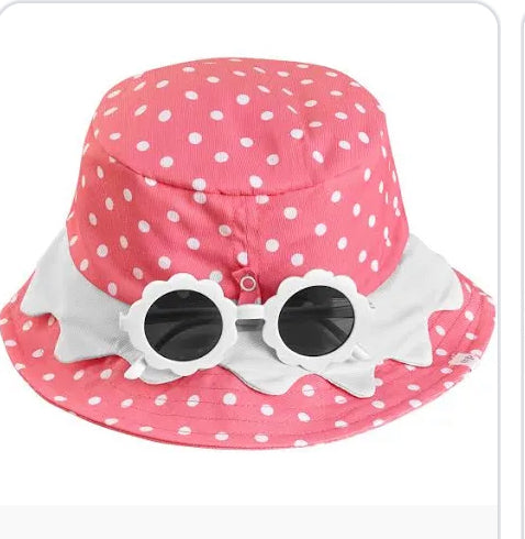 Pink and white polka dot swim hat