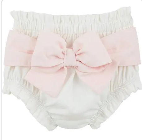 White Diaper Cover With Pink Bow