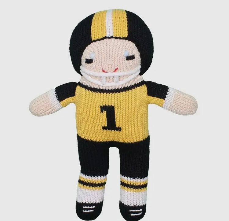 Black And Gold Football Crochet Rattle