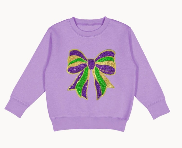 Mardi Gras Bow Sequin Sweatshirt