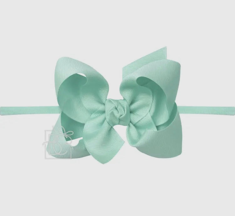 Aquamarine Headband with Grossgrain Bow