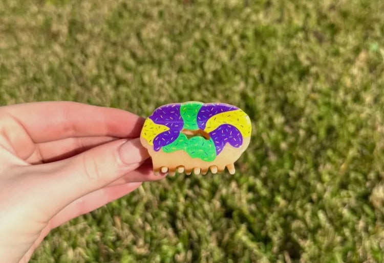 Mardi Gras King Cake Mini Hair Clip
