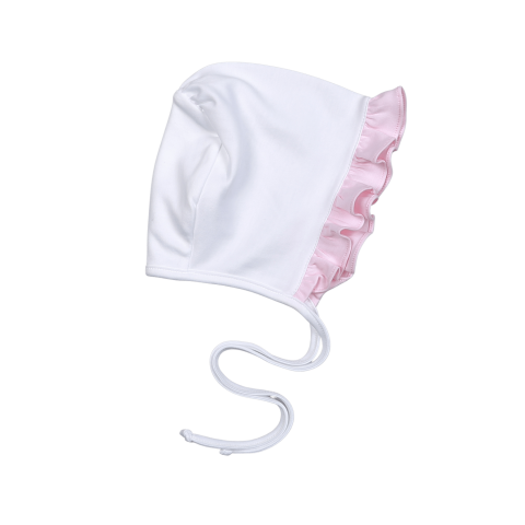 Lily White and Pink Pima Bonnet
