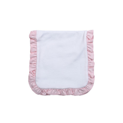 Lily White With Pink Ruffles Burping Pad
