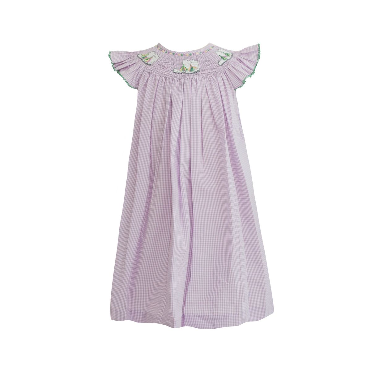 Eloise Purple Gingham Smocked Mardi Gras Marching Boots Bubble and Dress