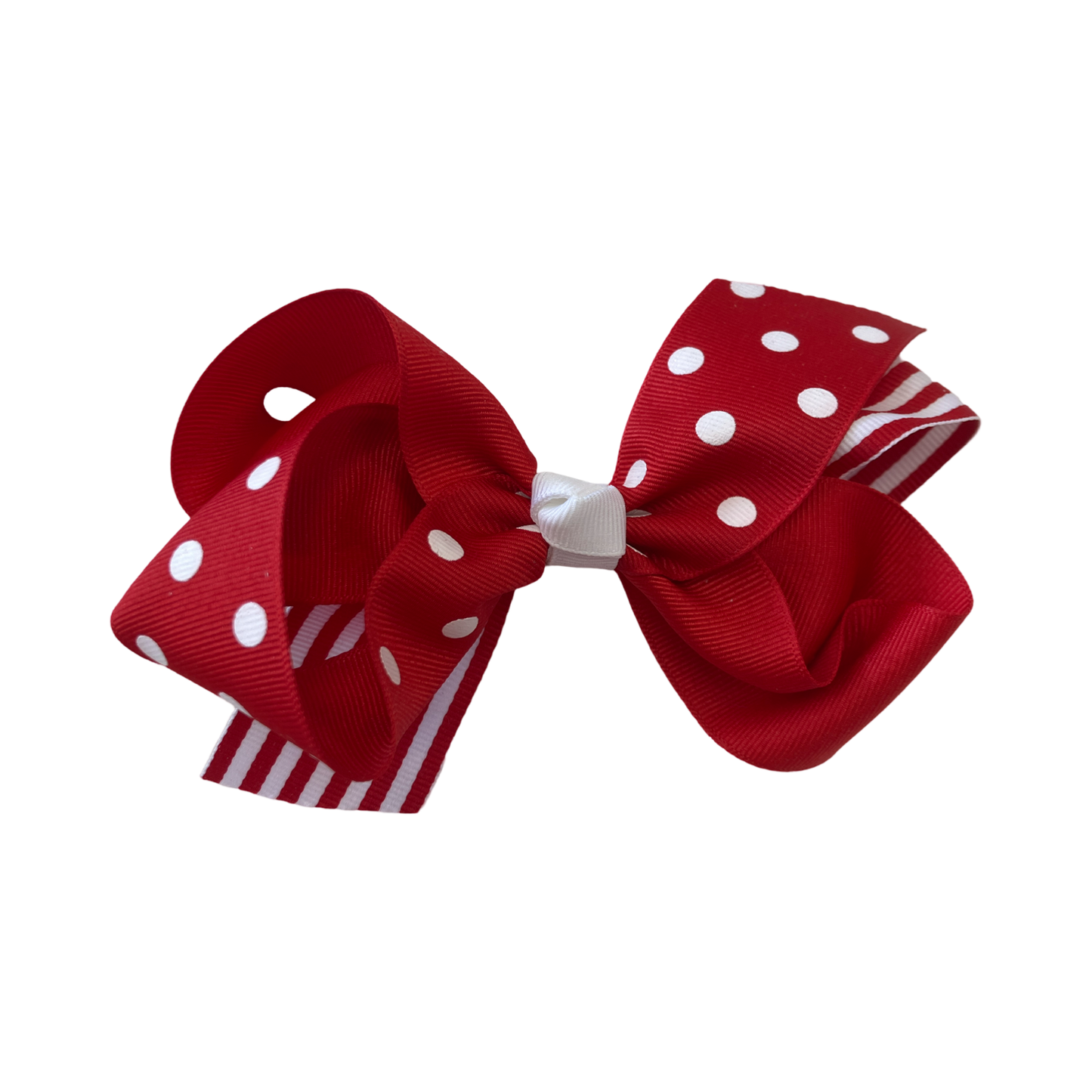Red Dots and Stripes Christmas Bow