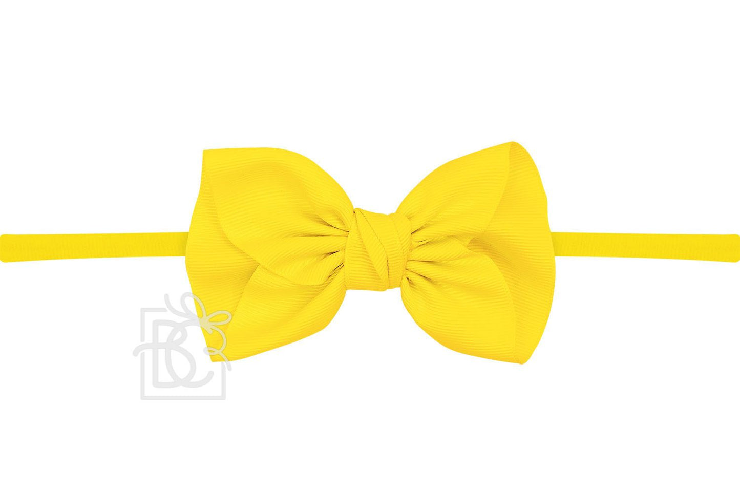 Bright Yellow 1/4 inPANTYHOSE HEADBAND W/ 2.5" MINI ANNE BOW:
