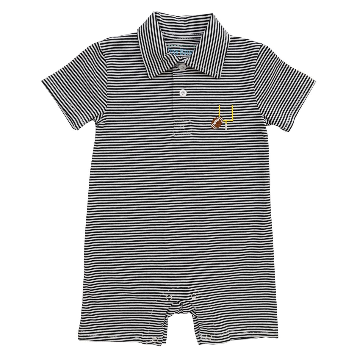 Game Day Black and Gold Polo Romper