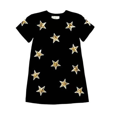 Black and Gold Sequin Star Dress