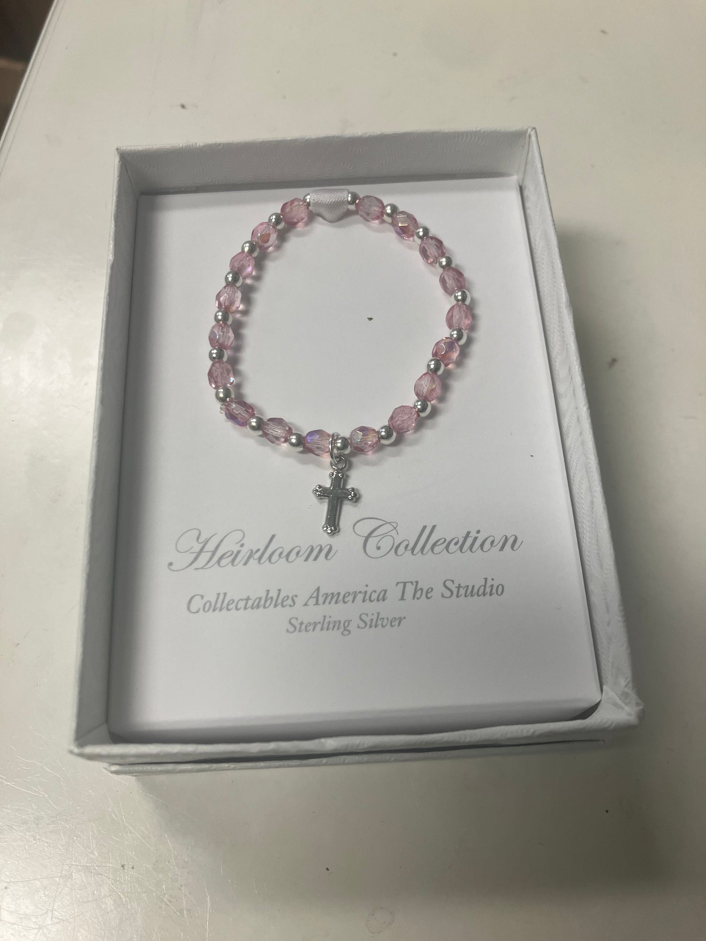 Pretty in Pink Timeless Sterling Cross 5" Bracelet