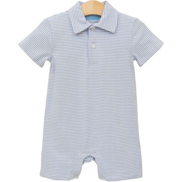 Henry Dusty Blue Stripe Polo Romper