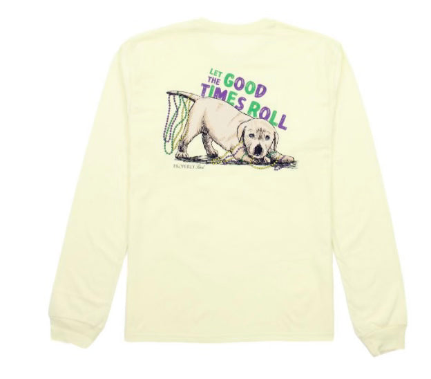 Let the good times roll dog long sleeve Mardi Gras