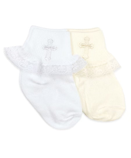 White Lace Christening Socks