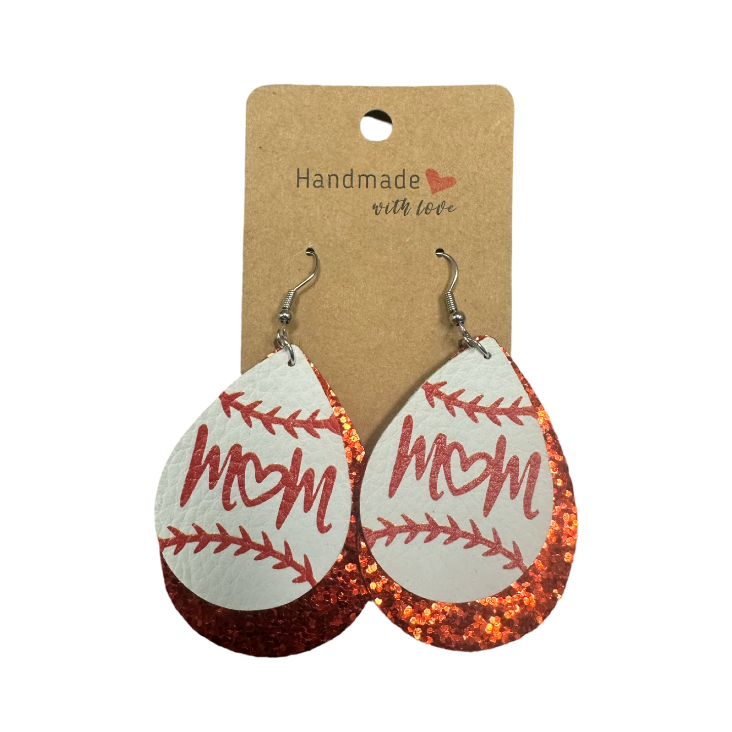 Mom Baseball Earrings