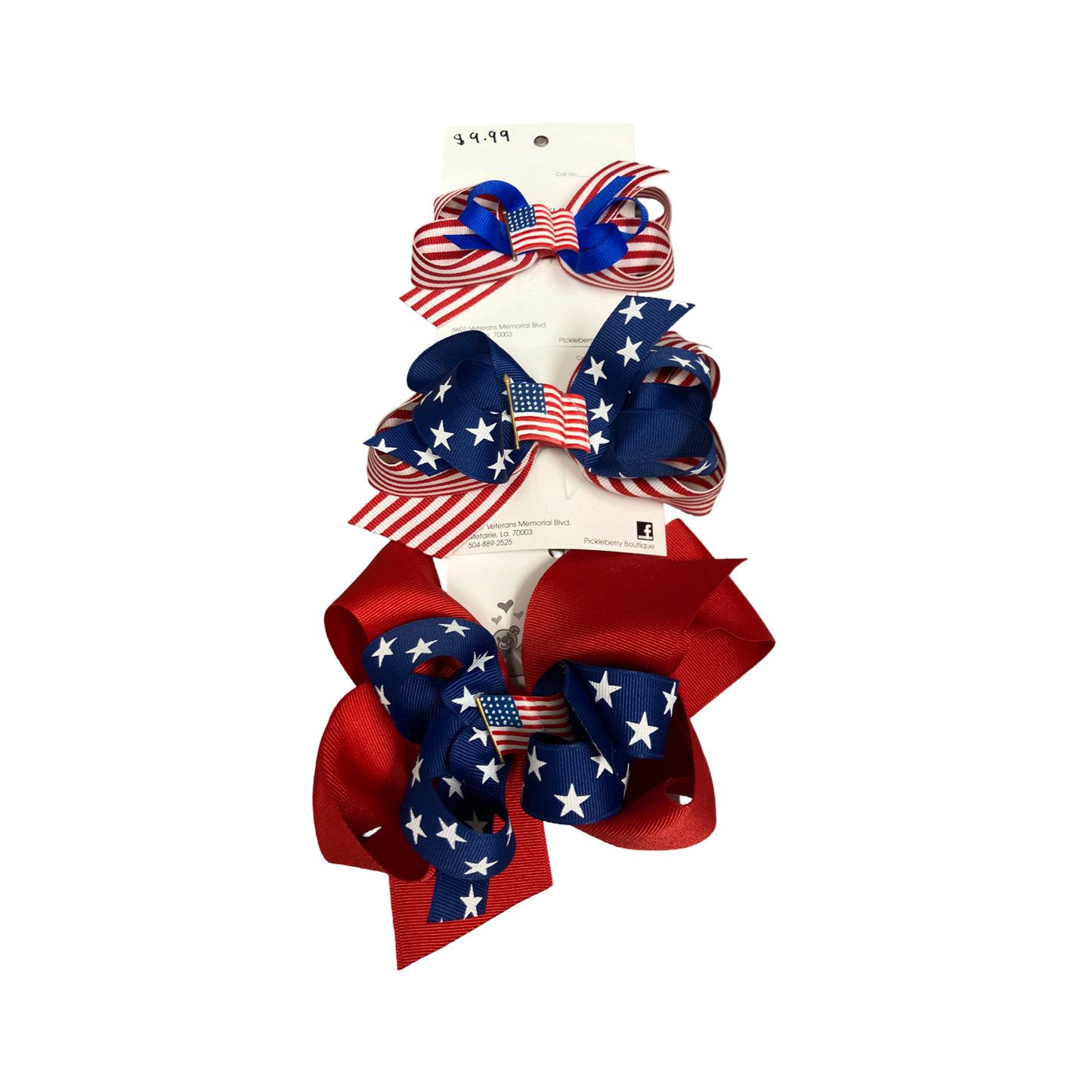 4th of July resin flag bow