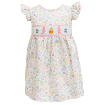 Smocked Garden Bunny Easter Dress