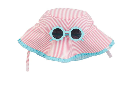 Pink and Blue Swim Hat and Glasses Set