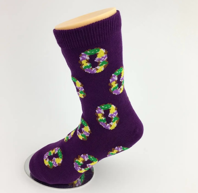 Mardi Gras king cake socks KIDS