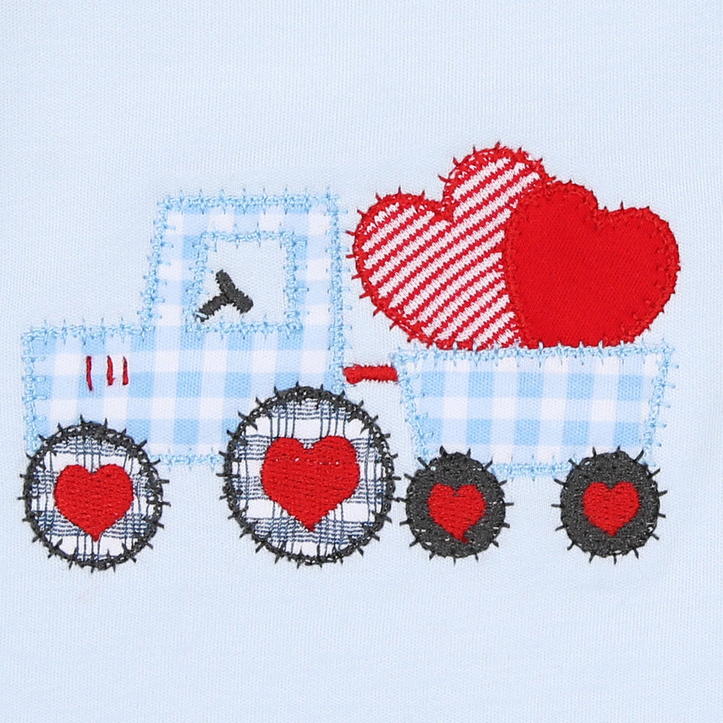 Tractor-Full of Love Applique Pima Footie