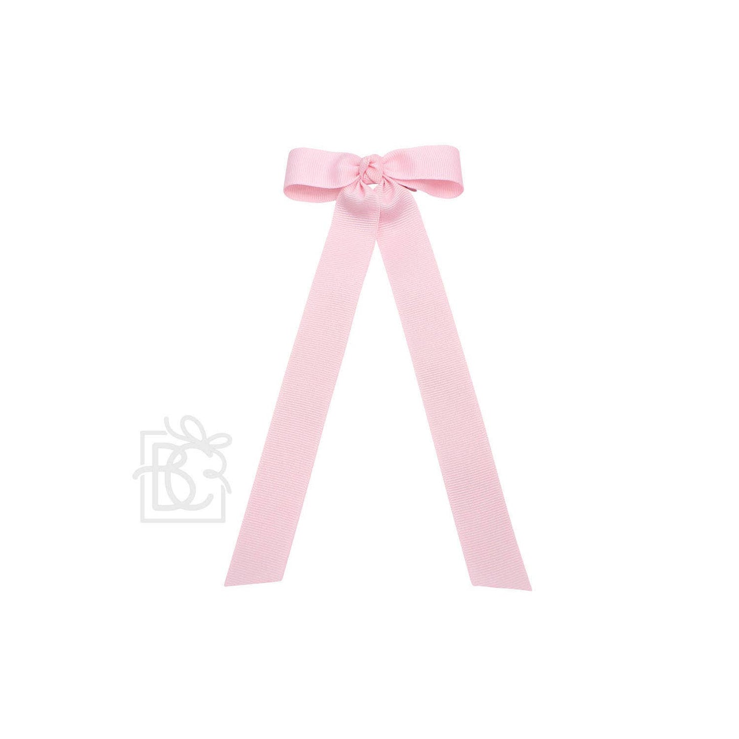 FLAT BOW W/ 7" STREAMERS ON ALLIGATOR CLIP: 3.5" W/ 7" Streamers / LIGHT PINK