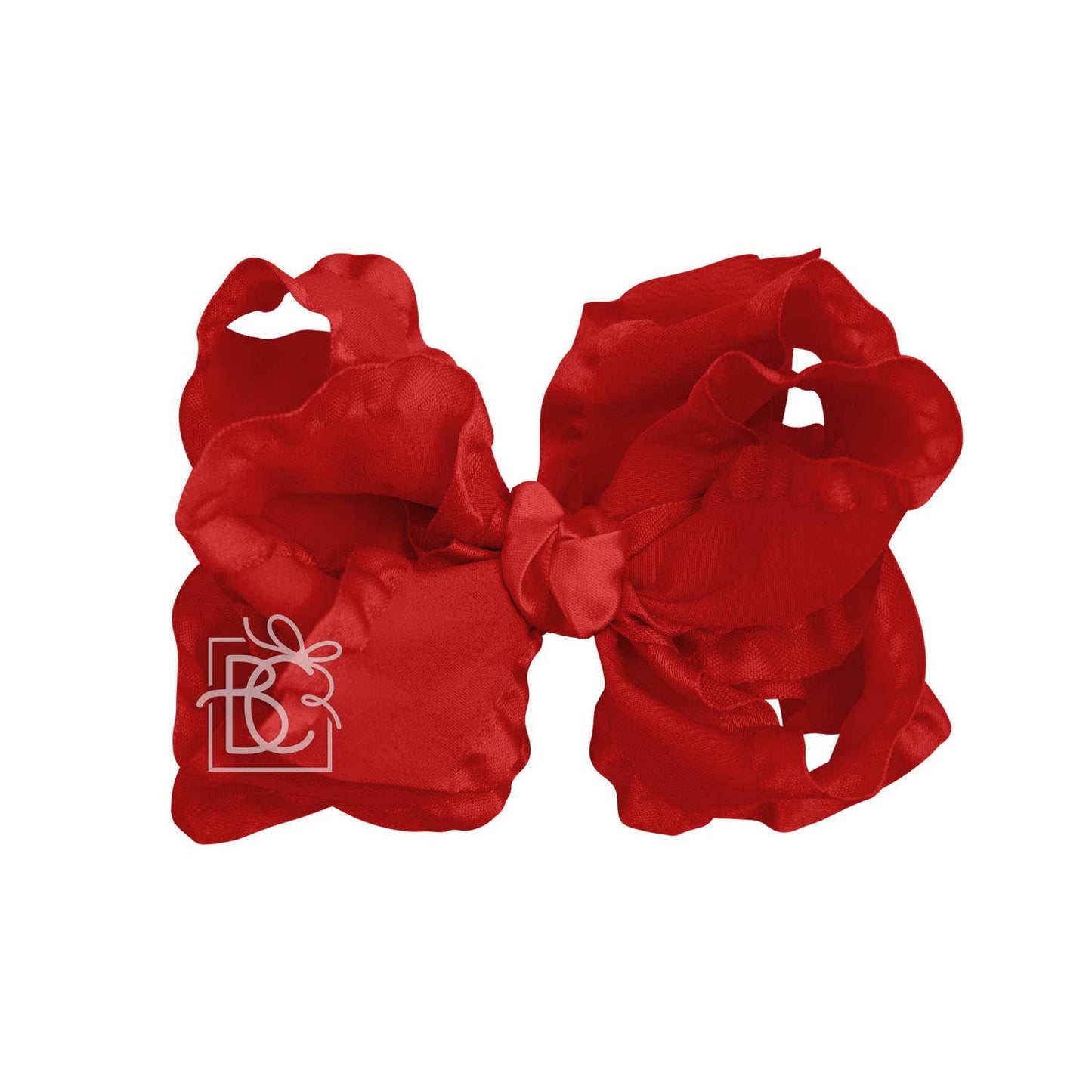 RED DOUBLE RUFFLE BOW ON CLIP