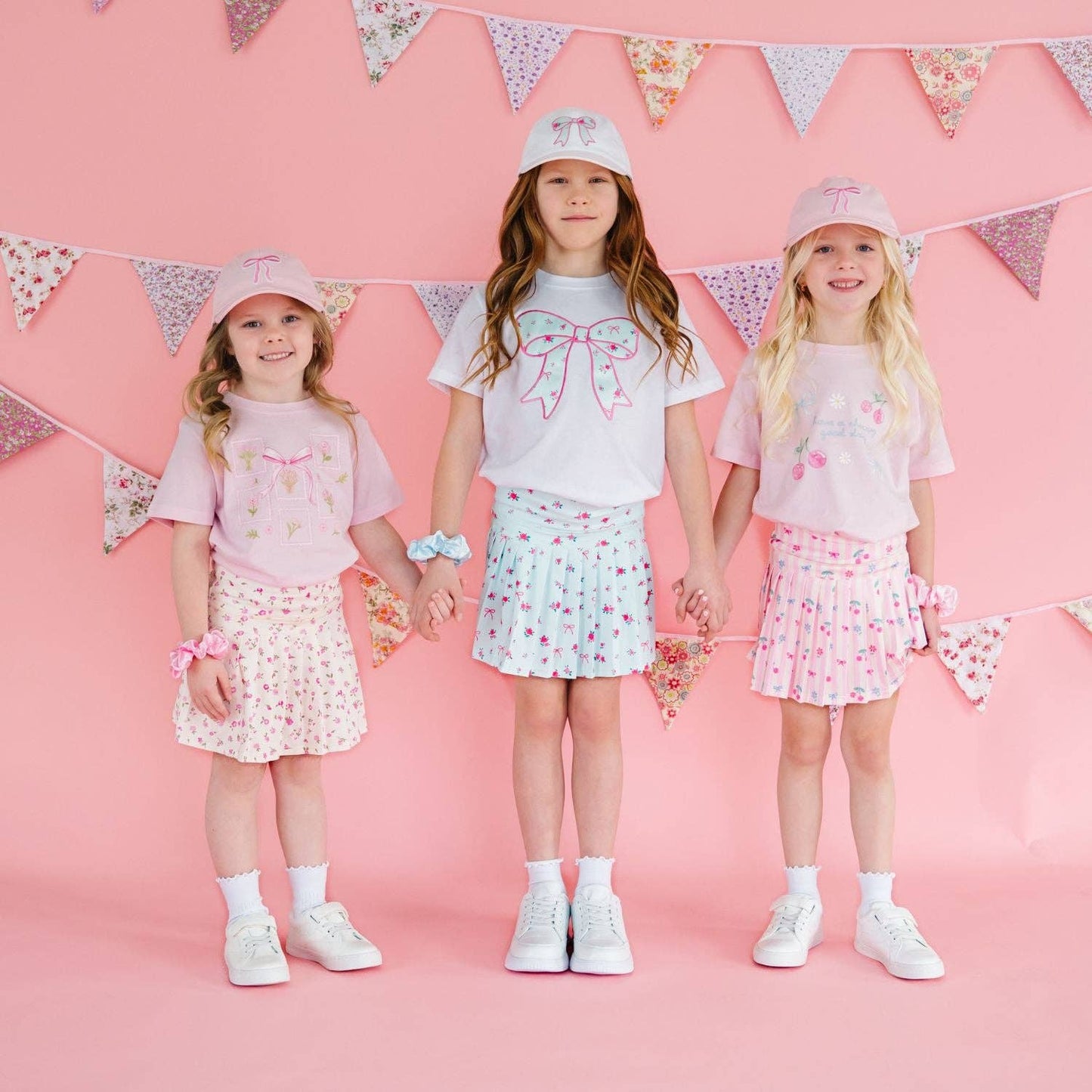 Sky Blue Floral Bow Patch Baseball Hat