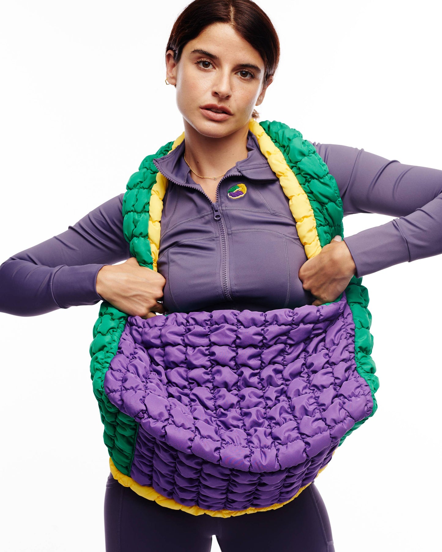 Mardi Gras puffer bag