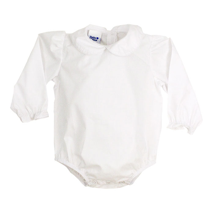 White Girls L/S Button Back Onesie