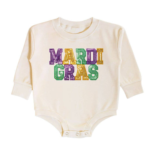 Mardi Gras Patch Long Sleeve Onsie