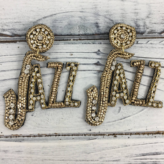 Beaded jazz saxophone earrings