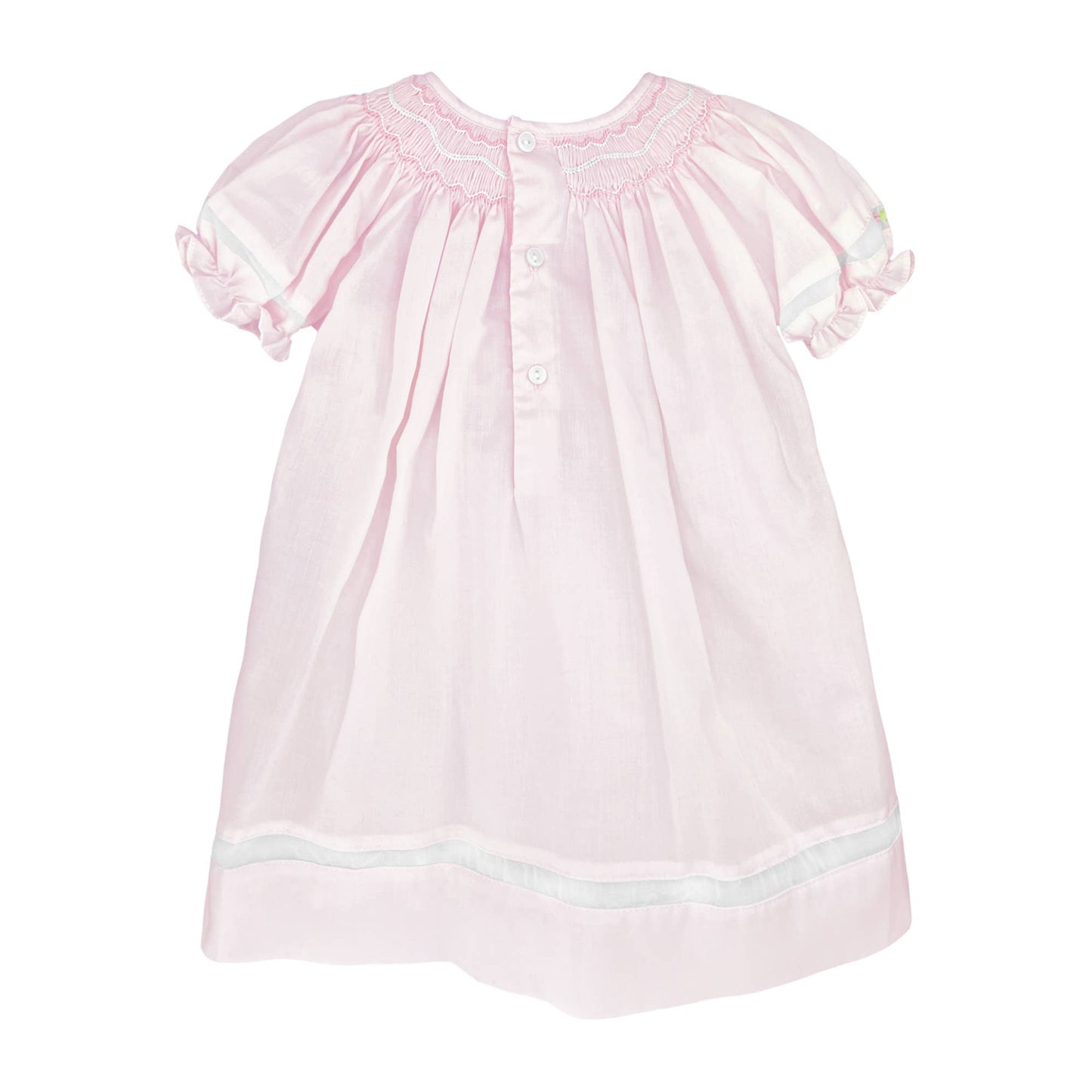 Pink Smocked Day gown with Voile Insert